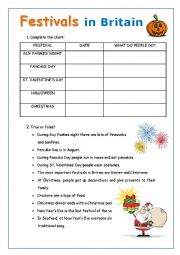 English Worksheet: Festivals in Britain