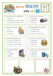 English Worksheet: How healthy do you eat quiz