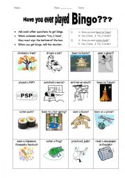 English Worksheet: Have You Ever Played Bingo?