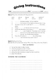 English Worksheet: Giving Instructions