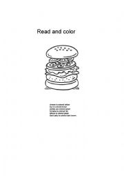 English Worksheet: Burger to Color