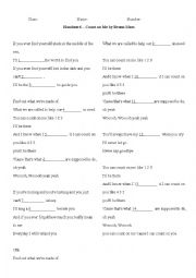 English Worksheet: Lyrics -- Count on Me by Bruno Mars