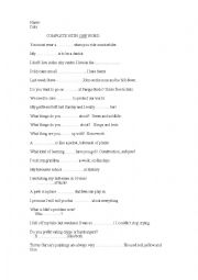 English Worksheet: complete with one wrod