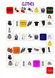 English Worksheet: Clothes Board Game