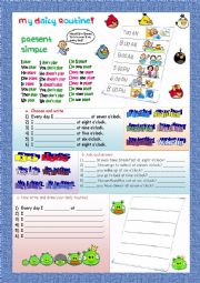 English Worksheet: TENSES - PRESENT SIMPLE - DAILY ROUTINES