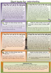 English Worksheet: Short texts for reading-comprehension.