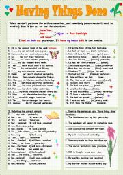 English Worksheet: Having Things Done