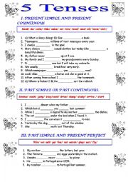 English Worksheet: Present and past simple present and past continuous and present perfect