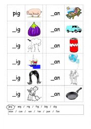 Phonics - 3 letter words (CVC) - Writing -IG / -AN