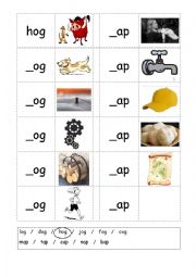 English Worksheet: Phonics - 3 letter words (CVC) - Writing -OG / -AP