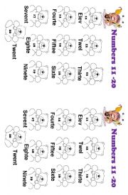 English Worksheet: Numbers 11 to 20