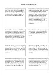 English Worksheet: role play for office staff