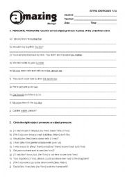 English Worksheet: Personal Pronouns