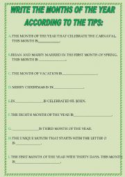 English Worksheet: DAYS AND MONTHS OF THE YEAR