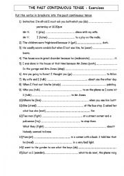 English Worksheet:  The Past Continuous Tense : General Exercises