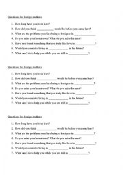 English Worksheet: Conversation interview question