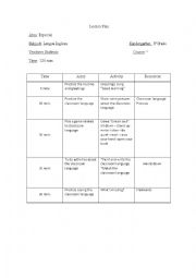 Lesson plan about classroom language