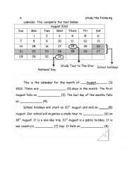 English Worksheet: Months and Days