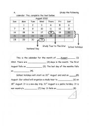 English Worksheet: Months and Days