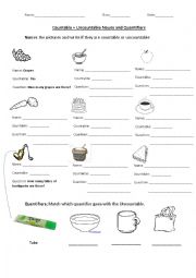 English Worksheet: Un+Countable and Quantifiers