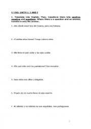 English Worksheet: practice 1st of ESO