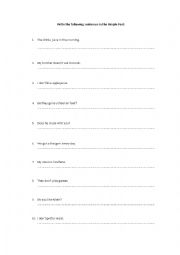 English Worksheet: Simple past