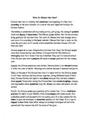 English Worksheet: Celebrating Chinese New Year