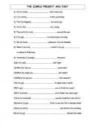 English Worksheet: SIMPLE PRESENT OR PAST?