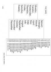 English Worksheet: THE DATE