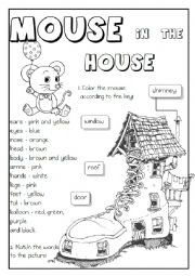 English Worksheet: ALL IN 1 - body, house, rooms, colours