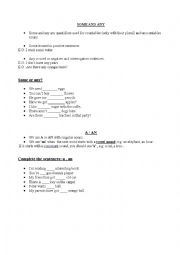 English Worksheet: SOME, ANY,AN , A