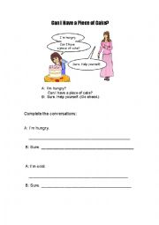 English Worksheet: can i have a cake