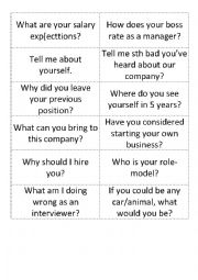 English Worksheet: Questions for job interview