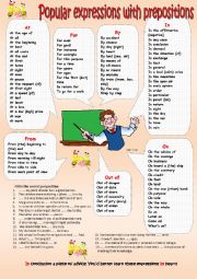 English Worksheet: Popular expressions with prepositions