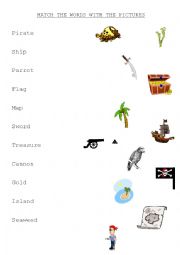 THE ISLAND - pirate match the words to the pictures