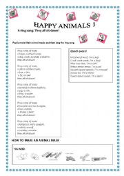 English Worksheet: HAPPY ANIMALS 1