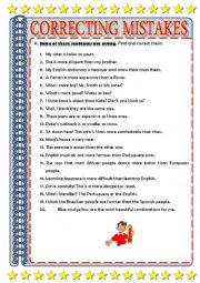 English Worksheet: CORRECTING MISTAKES 