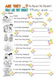 English Worksheet: ARE THEY ...ING?