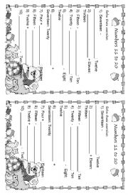 English Worksheet: Numbers 11 to 20