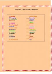 English Worksheet: Personality Traits