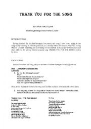 English Worksheet: Thank You For the Song