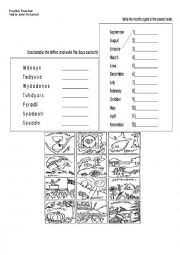 English Worksheet: days and months