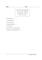 English Worksheet: Ordinal Numbers and Alphabet
