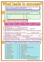 English Worksheet: The 8 secrets of success (B & W copy + Answer Key)