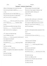 English Worksheet: Lyrics -- Bad Day by Daniel Powter