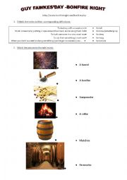 English Worksheet: THE GUNPOWDER PLOT- vocabulary sheet