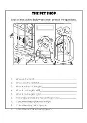 English Worksheet: The Pet Shop