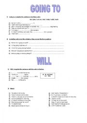 English Worksheet: Future Going to / Will /First Conditional