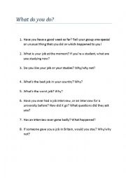 English Worksheet: Lead-In question elementary sheet (Jobs and Careers)