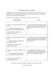 English Worksheet: Creative Writing Anchor Activity